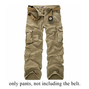 Mens Army Cargo Combat Military Trousers Pants Slacks Multi Pockets Casual Work+