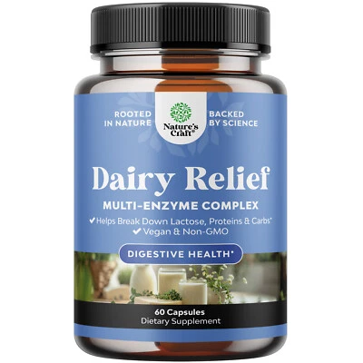 Píldoras para intolerancia a la lactosa 60 días de suministro enzima digestiva láctea de acción rápida 60ct Foto 1 de 4