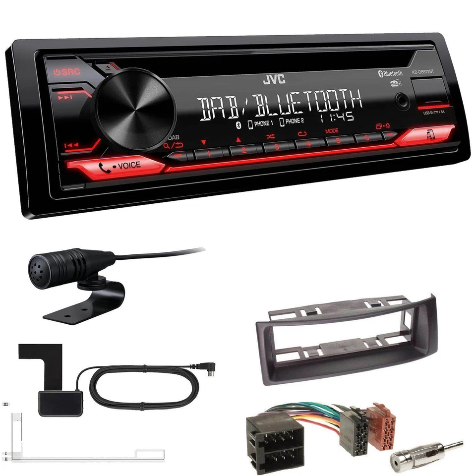 JVC KD-DB622BT DAB Auto Radio USB BT für Renault Megane I Megane Scenic schwarz - Bild 1 von 4