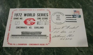 1972 World Series Spiel 7 gestempelt 22. Oktober Umschlag Cincinnati REDS Oakland A'S - Bild 1 von 1