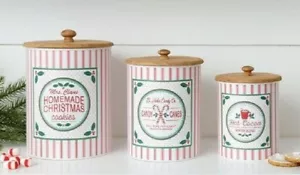 Biscotti di Natale Bastoncini di Caramelle Cacao Caldo Nidificato Biscotti Coperchi Set di 3 - Foto 1 di 1