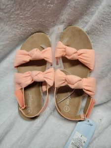 Cat and Jack Girls' Coral Pink Cate Footbed Sandals Size (3) NWT - Picture 1 of 4