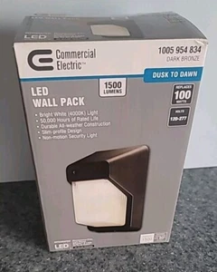 Commercial Electric LED Wall Pack Bronze Security Dusk-Dawn Light NEW - Picture 1 of 5