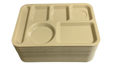 CARLISLE LOT (48) Lunch Trays Divided Cafeteria Daycare School Food Plates TAN