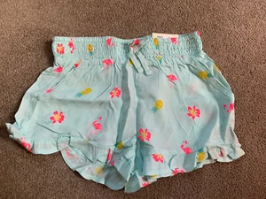 New - Girls SO Brand Mid Rise Smocked Waistband Shorts - Tropical - Size S (7) - Picture 1 of 5