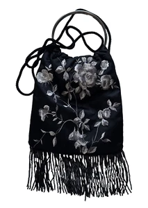 Schwarz Seide Rose Abend Schleife Handgelenk Geldbörse - Bild 1 von 8