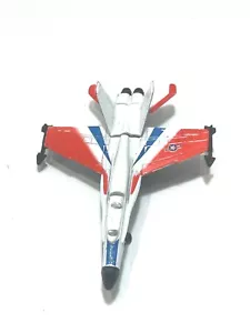 Jet Fighter vintage in metallo pressofuso F-18 Hornet F808 4" rosso bianco blu - Foto 1 di 7