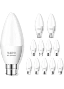 Bonnov B22 Bajonett Glühbirne, B22 LED Leuchtmittel 6W, C37 LED Kerzenbirne kaltweiß - Bild 1 von 7