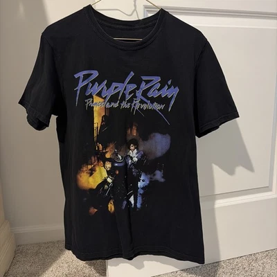Prince Purple Rain T Shirt Mens Medium Black Band Tee Graphic Rock Vintage Y2K  - Image 1 of 4