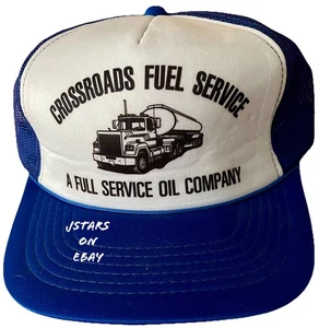 CHESAPEAKE, VA, CROSSROADS FUEL SERVICE BLUE TRUCKER BASEBALL CAP HAT VINTAGE - Picture 1 of 6