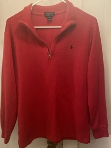 Polo Ralph Lauren Sweater Youth XL 18-20 Red 1/4 Zip Mock neck Knit Pony Casual - Picture 1 of 3