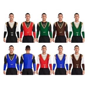 Mens Shirt Stage Vest V-Neck Dancewear Figure Skating Ballet Halloween Prince - Picture 1 of 118