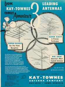 Magazine Print Ad KAY-TOWNES 1955 America's 3 Leading TV Antenna Rome Georgia - Picture 1 of 1