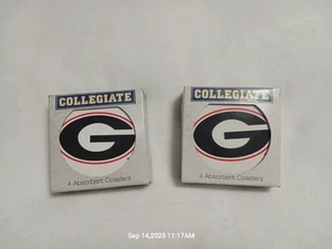 UNIVERSITY OF GEORGIA BULLDOGS UGA -  4- Coaster Set - Absorbent - Sanitize - Picture 1 of 9