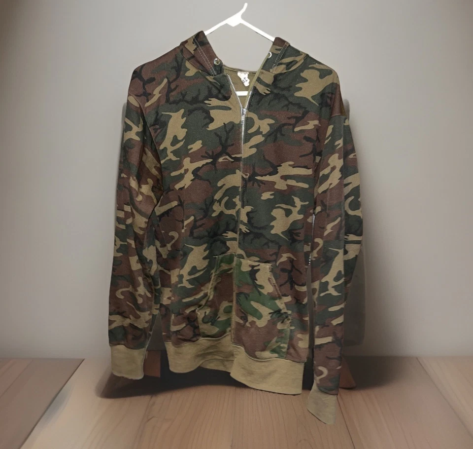 Винтажная камуфляжная толстовка с капюшоном охотничья легкая большая полиэстер США - Изображение 1 из 4