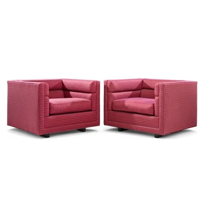 Roger Sprunger para sillones Dunbar Mid Century Channel Cube - Par Foto 1 de 4