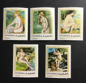 Pinturas de desnudos de Renoir MNH 5 estampillas 1970 Fujeira Michel #648-52 - Imagen 1 de 1