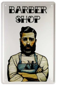 Targa in latta ''Barber Shop (parrucchiere)'' 20x30 cm - Foto 1 di 4
