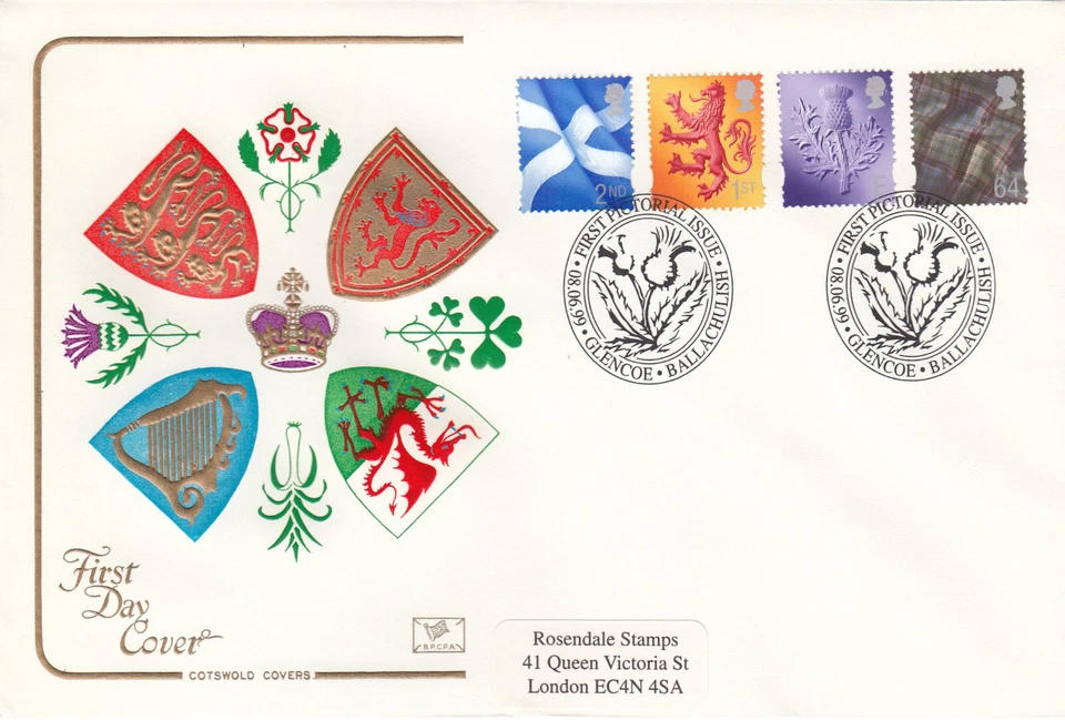 64p E 1st 2nd Scotland Cotswold Definitive FDC Glencoe 1999 NO INSERT (139111) - Image 1 of 1