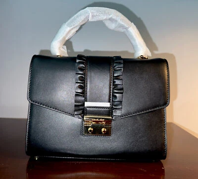 Michael Kors Sloan Ruffles Black Medium Top Handle Satchel *BRAND NEW* - Image 1 of 3