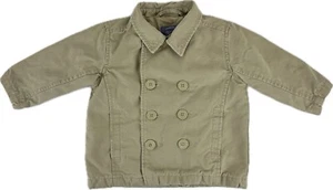 Giacca utility Old Navy bambino marrone cotone colletto bottoni davanti twill tg 12-18 M - Foto 1 di 3