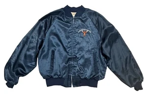 Chaqueta Bomber Vintage King Louie SATINADO Años 80 Azul Talla L Hecha en Unión EE. UU. - Imagen 1 de 15