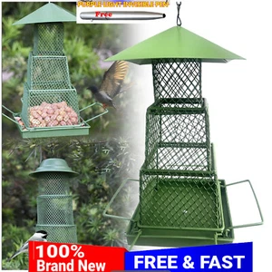 Bird Feeders Wild Garden Bird Seed Feeder Heavy Duty Metal Hanging Loop Flip Top - Picture 1 of 20