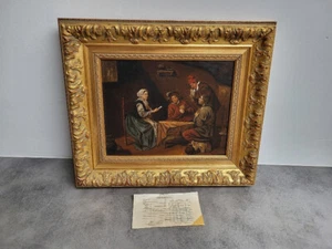 TABLEAU PEINTURE CADRE DORE LA PARTIE DE CARTE - Picture 1 of 15
