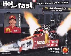 1997 Cory McClentathon McDonald's NHRA Top Fuel Dragster Handout Hero Photo - Picture 1 of 2