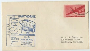 First Flight Cover Hawthorne Nevada to Lynchburg Virginia December 20 1949 - Picture 1 of 2