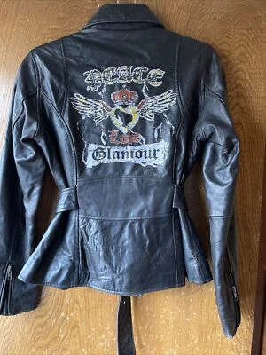 inc international concepts Women Leather Jacket Peace Love Glamour Small - Image 1 of 4