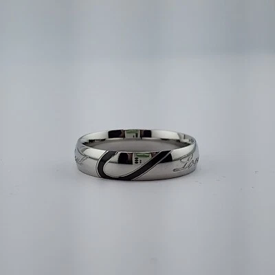 Stainless Steel Real Love Enamel Band Ring - Size 9 - Image 1 of 4