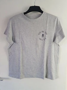 Grey your on mute pattern Organic Cotton Logo Tshirt Size 18-20 - Picture 1 of 2
