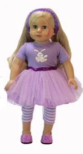 Easter Outfit, Sparkling Purple Bunny Tutu Outfit & Sandals, for 18" Dolls - Picture 1 of 3