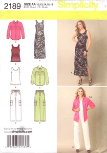 Simplicity Patterns 2189 ~ Misses'/Women's Shirt-Pants and Knit Dress or Top - Picture 1 of 5