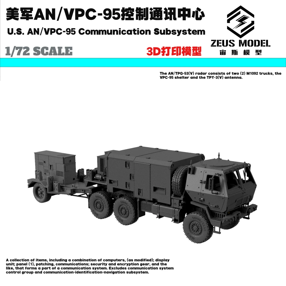 Kit modello sottosistema comunicazione USA AN/VPC-95 stampato in 3D 1/72/87/144 - Immagine 1 di 1