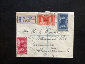 NIUE 1937 Coronation FDC scarce registered to Christchurch NZ (PI229) - Picture 1 of 2