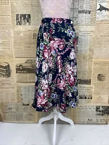 Navy & Pink floral skirt, size 10 - Picture 1 of 3