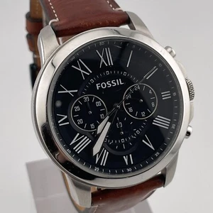 Fossil Grant Watch FS4812IE Mens Chronograph 44mm Case Brown Leather Band Quartz - Picture 1 of 13