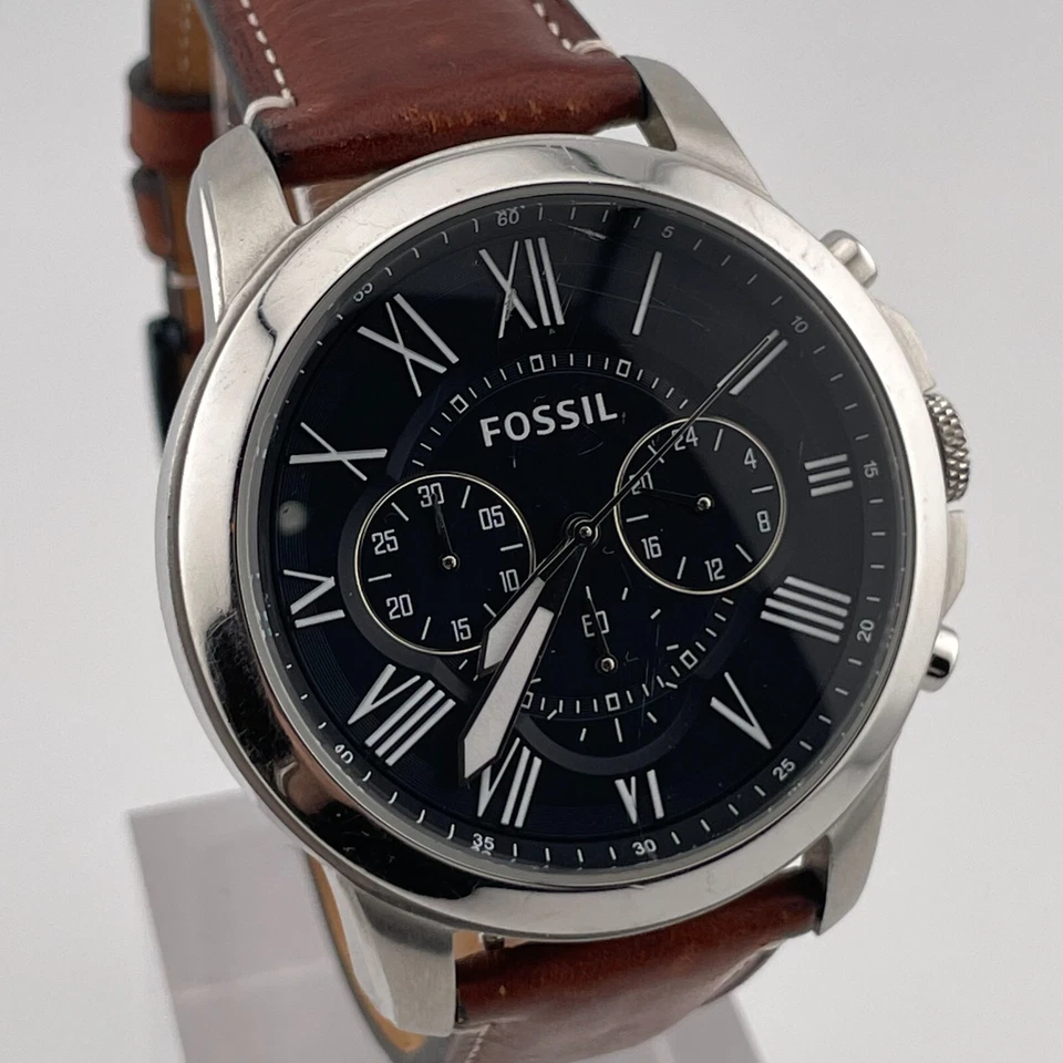 Reloj Fossil Grant FS4812IE Hombre Cronógrafo 44mm Estuche Correa Cuero Marrón Cuarzo Foto 1 de 4