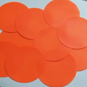 Round Sequin 70mm Orange Blaze Opaque Fluorescent Vinyl Loose Couture Paillettes - Picture 1 of 2