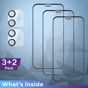 🔵3 Pack Screen Protector for iPhone 12 Mini, Tempered Glass - Photo 1 sur 5