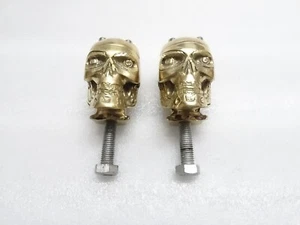 Skull Custom Brass Old School 7/8" Handlebar Risers For Harley Bobber New #V64 - Imagen 1 de 8