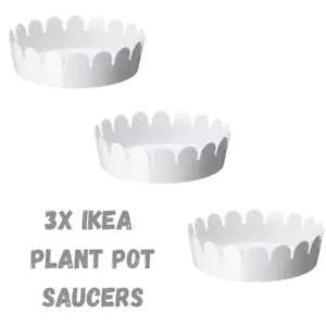 Metal Saucer Plate for Plant IKEA Sommar Color Coated In/Outdoor, WHITE (3 SETs) - Picture 1 of 1
