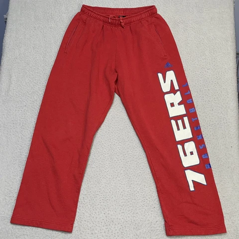 Adidas Sweat Pants Red 30x23 Medium Philadelphia 76ers Mens Cover
