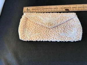 Vintage Walborg Rosa/Pfirsich Perlen Abendtasche Clutch Made In Belgium - Bild 1 von 3