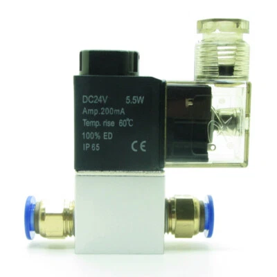 Pneumatic Air Solenoid Valve DC24V NC + 8mm Fittings 2 Way 2 Position 2V025-08 - Image 1 of 4