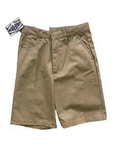 NWT Size 12 Boys Khaki Flat Front Short BFKS-KHI Authentic Galaxy School Uniform - Picture 1 of 4