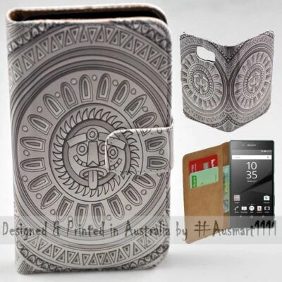 For Sony Xperia Series - Mayan Sun Stone Print Wallet Mobile Phone Case Cover - Image 1 of 3