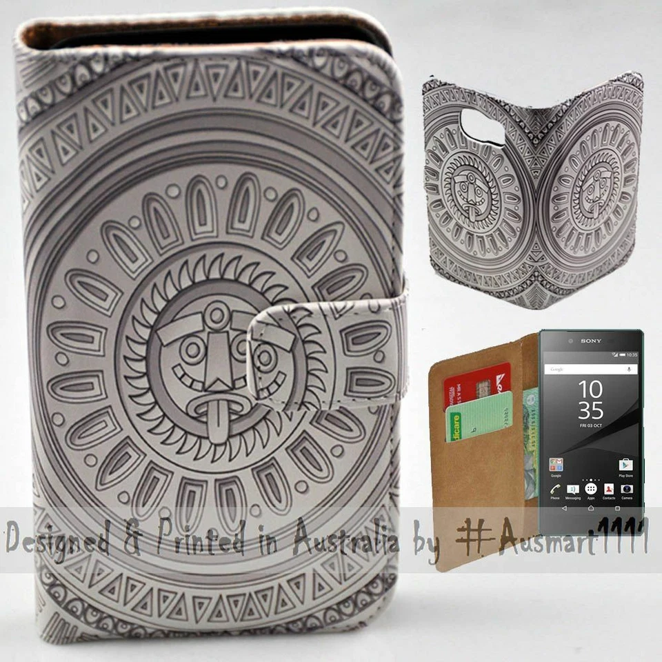 For Sony Xperia Series - Mayan Sun Stone Print Wallet Mobile Phone Case Cover - Image 1 of 3